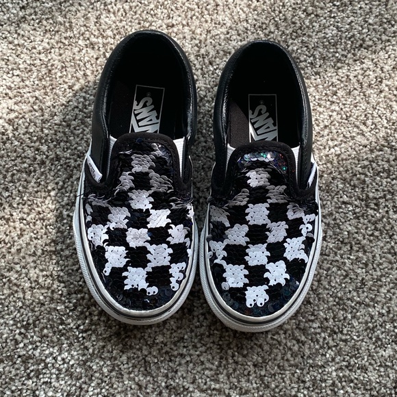 Vans Other - Vans slip on Sequin checker black white sz 10.5 fits like a 9.5.